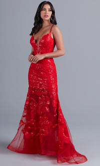 PromGirl Long Red Lace Mermaid Prom Dress