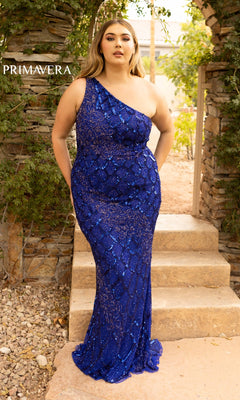 Long Sequin One-Shoulder Plus Prom Dress - PromGirl Light Turquoise / 16W Long Sequin One-Shoulder Plus Prom Dress - PromGirl Light Turquoise / 16W