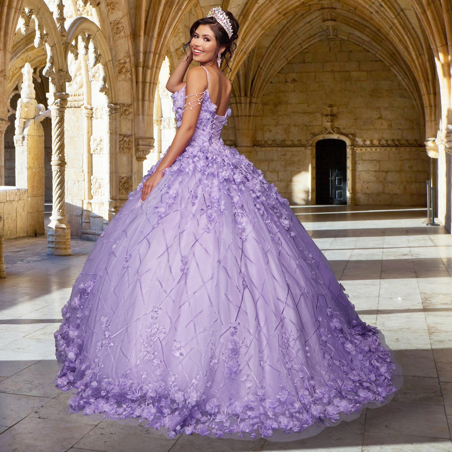 QuinceGirl QF105 Cold-Shoulder Quinceanera Dress - PromGirl Light Blue / 6 - Sample
