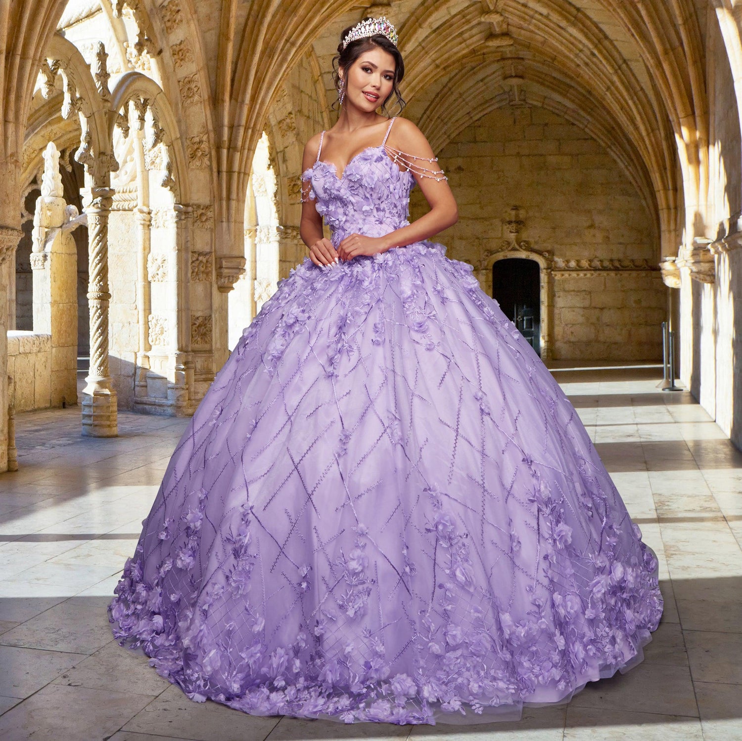 fitted lace wedding dress QuinceGirl QF105 Cold-Shoulder Quinceanera Dress - PromGirl Light Blue / 6