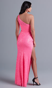 PromGirl Hot Pink One-Shoulder Sequin Prom Dress