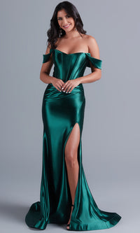 PromGirl Emerald Green Long Corset Prom Dress