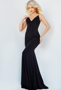 blue dress for baby girl Jovani Fitted Backless Long Prom Gown