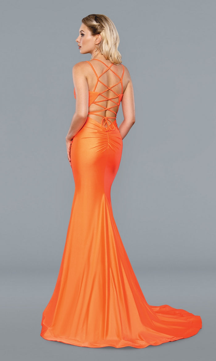 Slim Fit Strappy-Back Long Prom Dress 22039