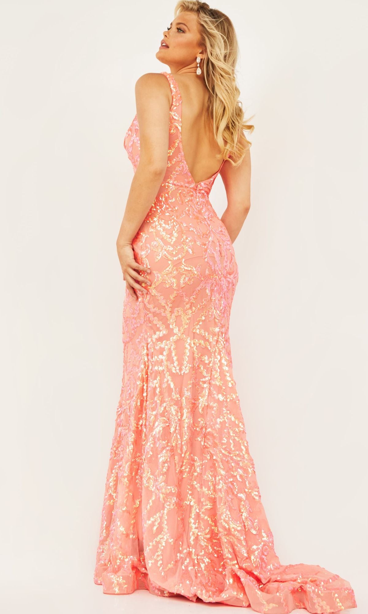 Jovani Plus-Size Sequin Prom Dress with Train