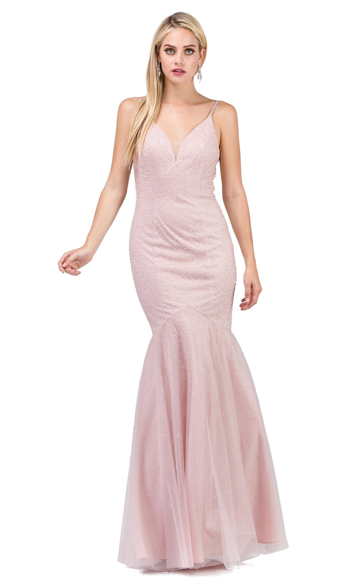 Beaded Long Mermaid Prom Dress