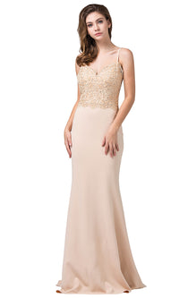 Long Formal Prom Dress with Embroidered Bodice
