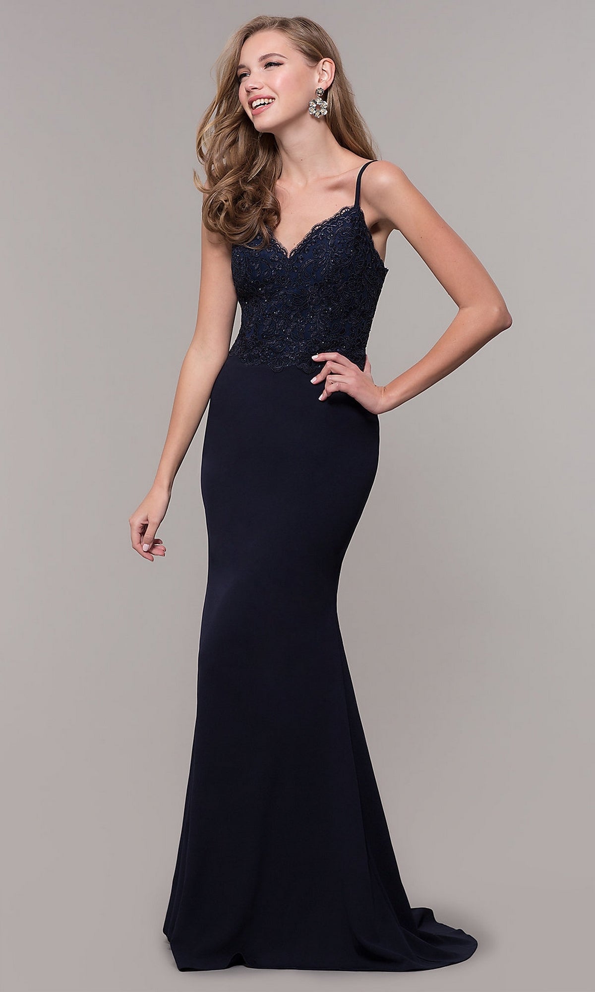 Long Formal Prom Dress with Embroidered Bodice