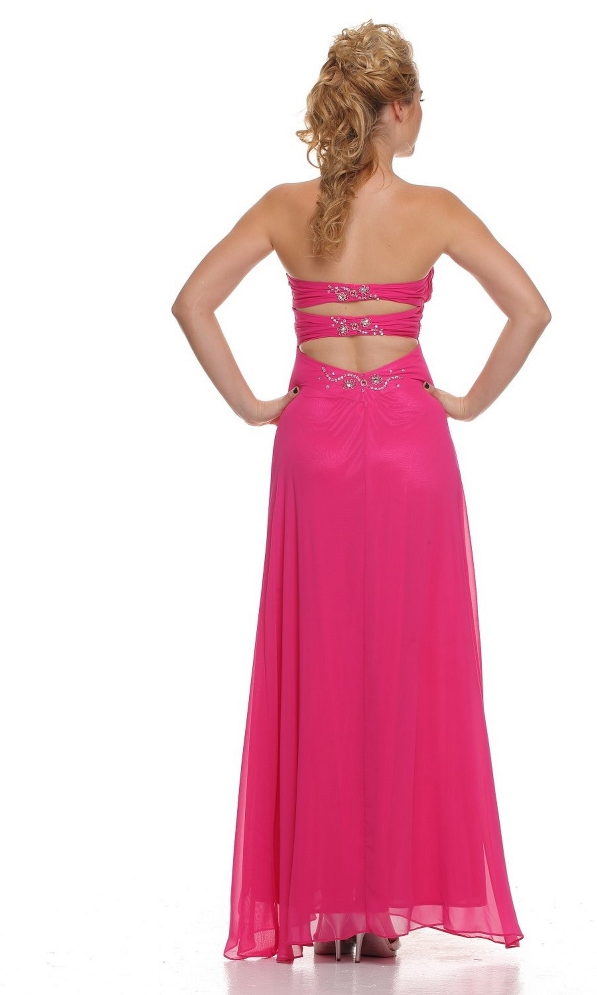 Fuchsia Pink Long Strapless Sweetheart Prom Dress