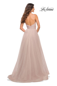 La Femme Long A-Line Tulle Ball Gown for Prom