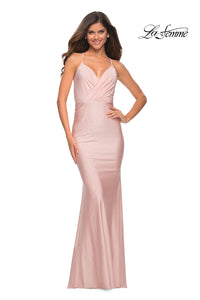 Backless Long Beaded Prom Dress by La Femme