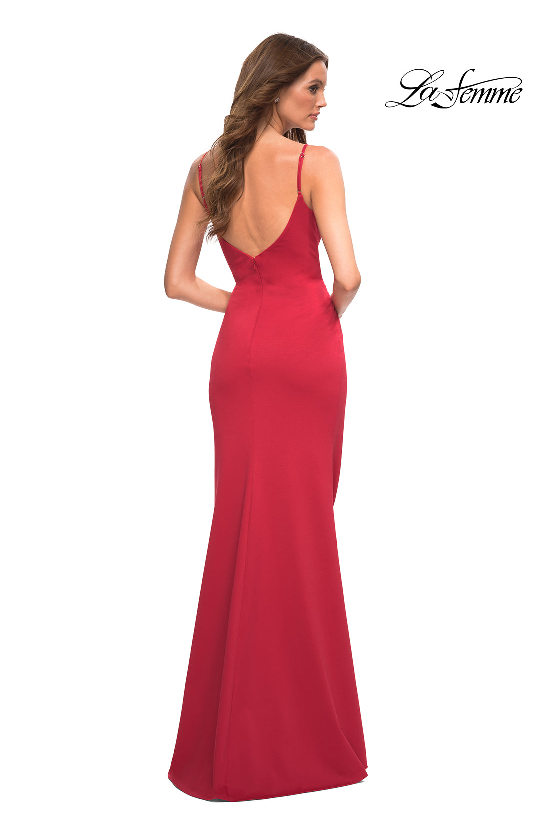 Simple Long V-Neck Prom Dress by La Femme