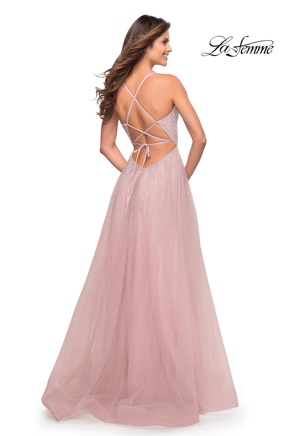 Corset-Back Long La Femme A-Line Prom Dress
