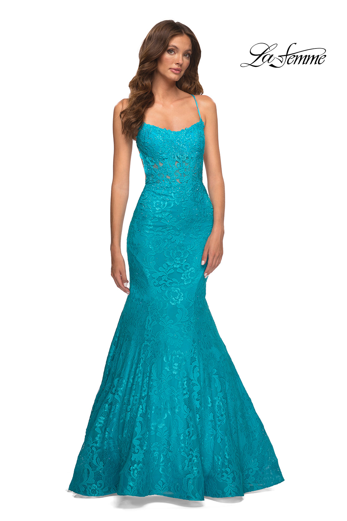 Long Lace Mermaid Prom Dress by La Femme