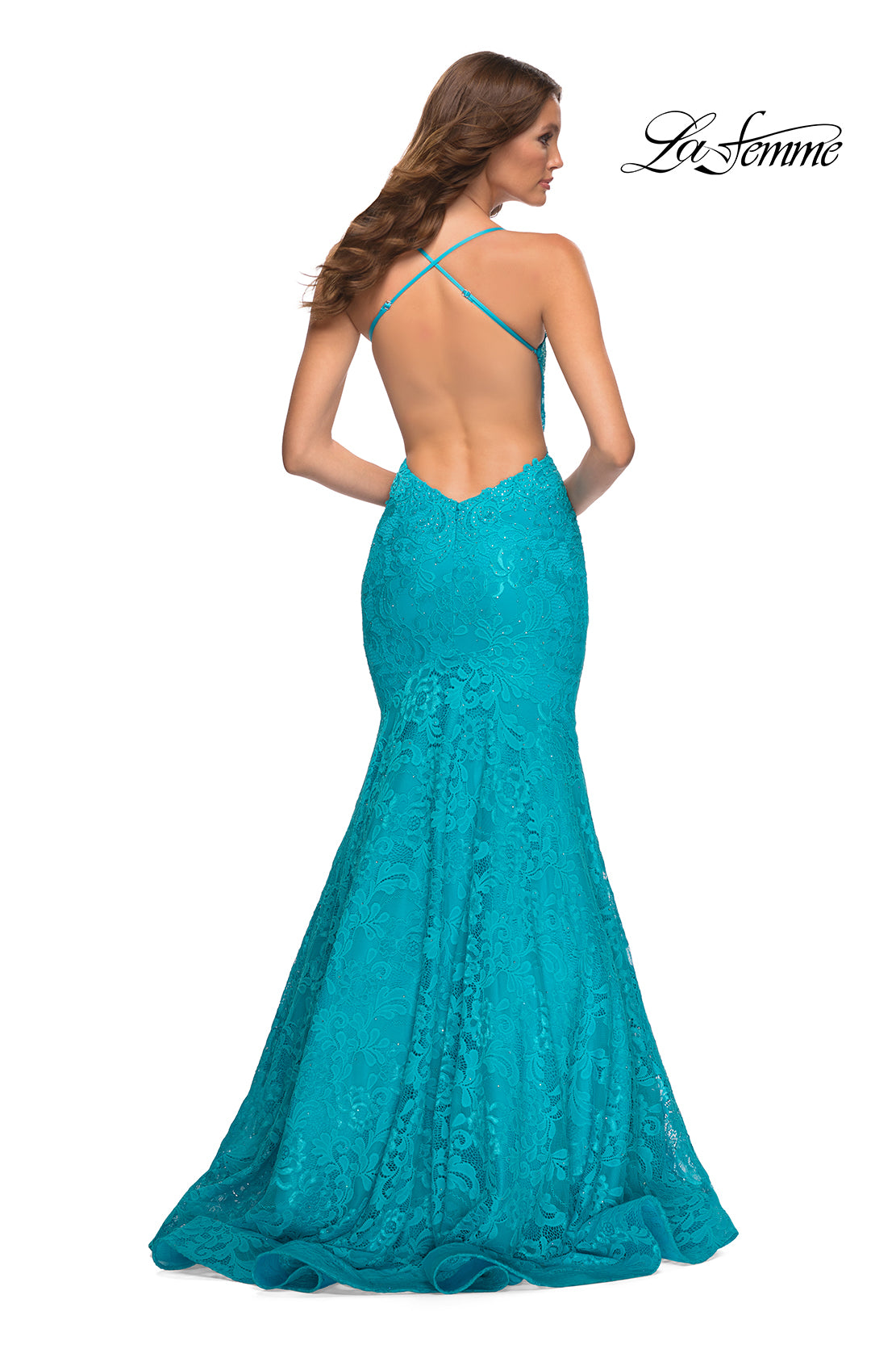 Long Lace Mermaid Prom Dress by La Femme