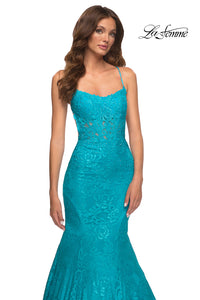 Long Lace Mermaid Prom Dress by La Femme