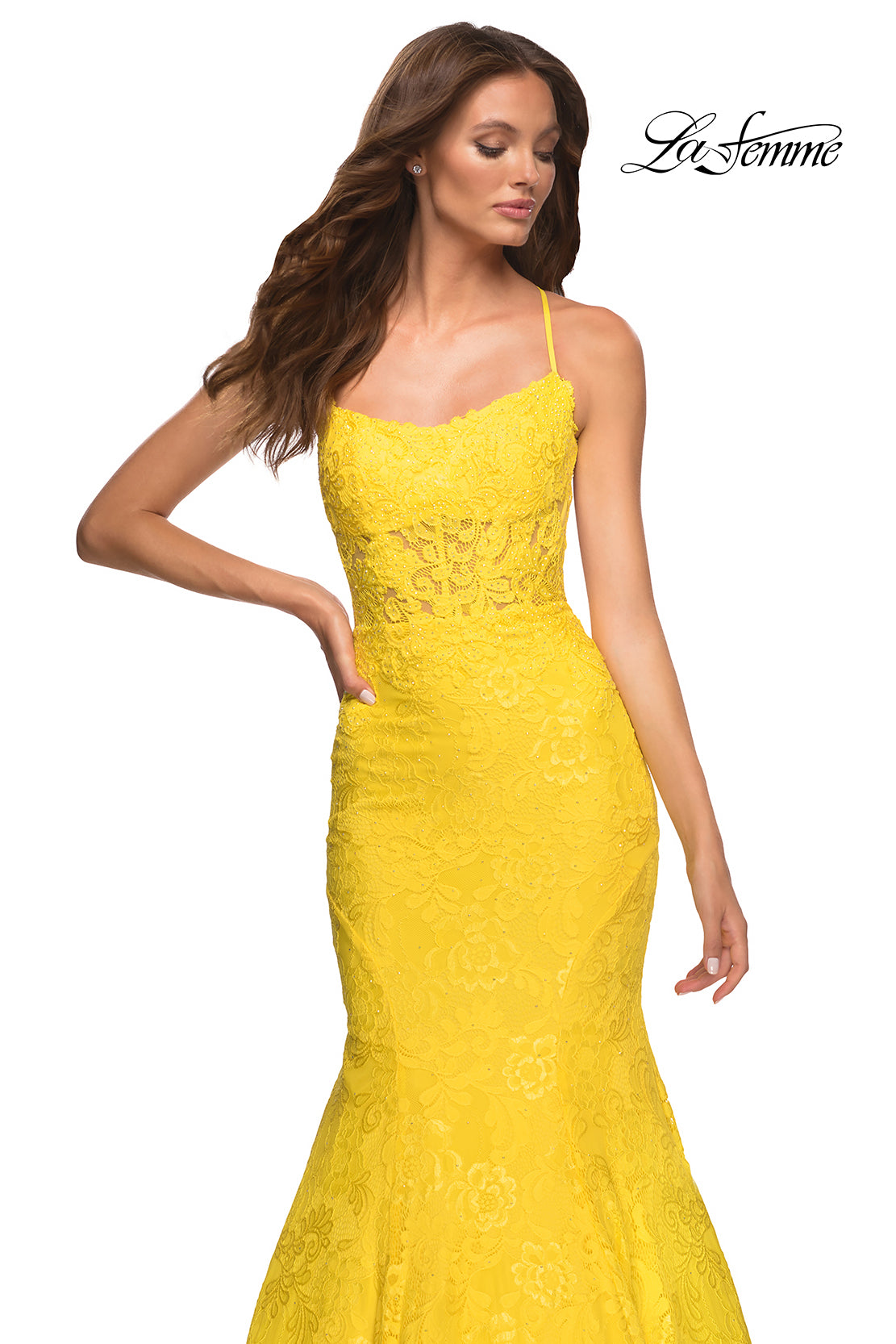 Long Lace Mermaid Prom Dress by La Femme