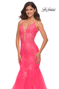 tight light pink hoco dress Tie Back Hot Pink Appliqued Bodycon Tight Homecoming Dress PD478 Custom Size / Hot Pink main image 1