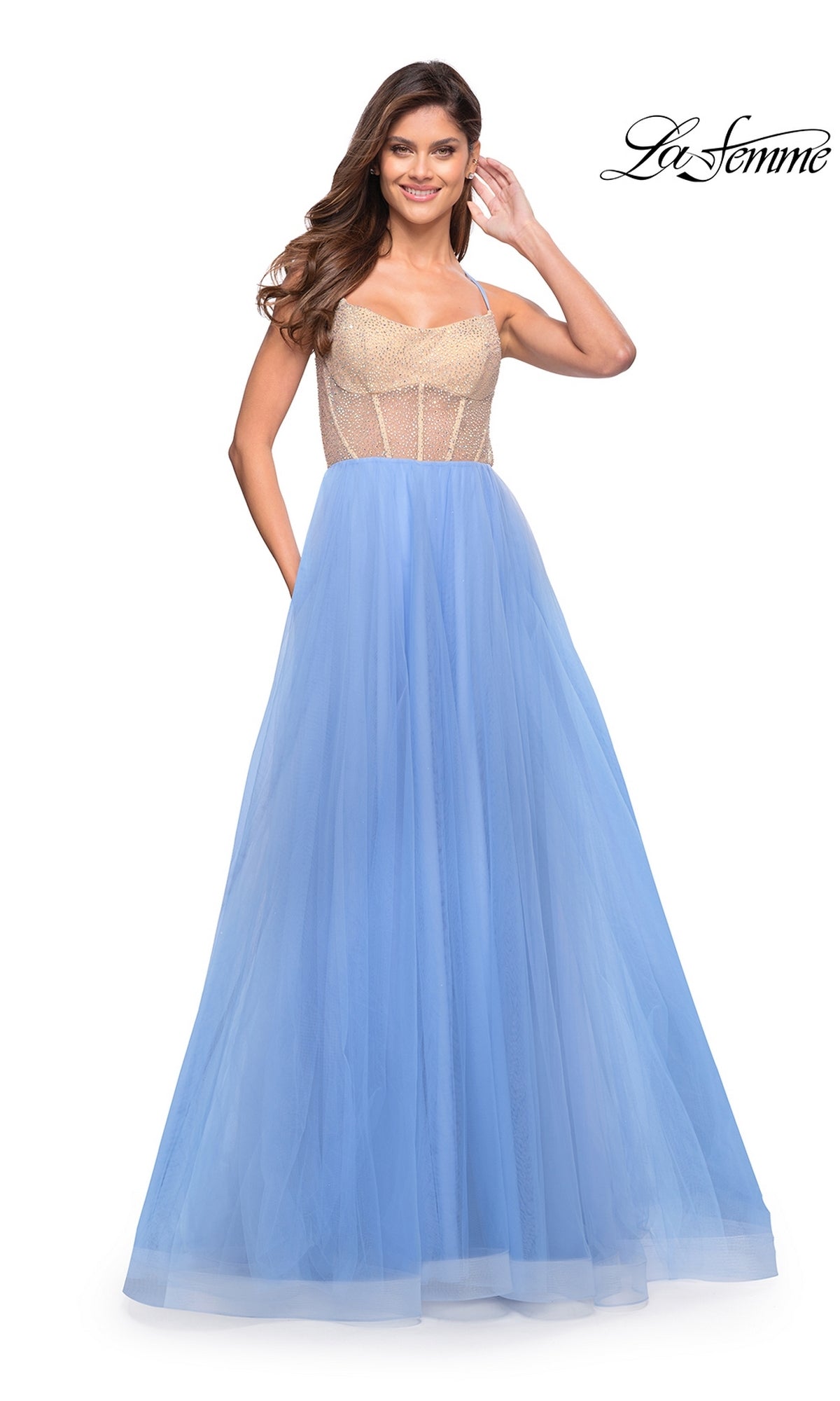 Pastel Tulle Fluffy Long Ball Gown by La Femme