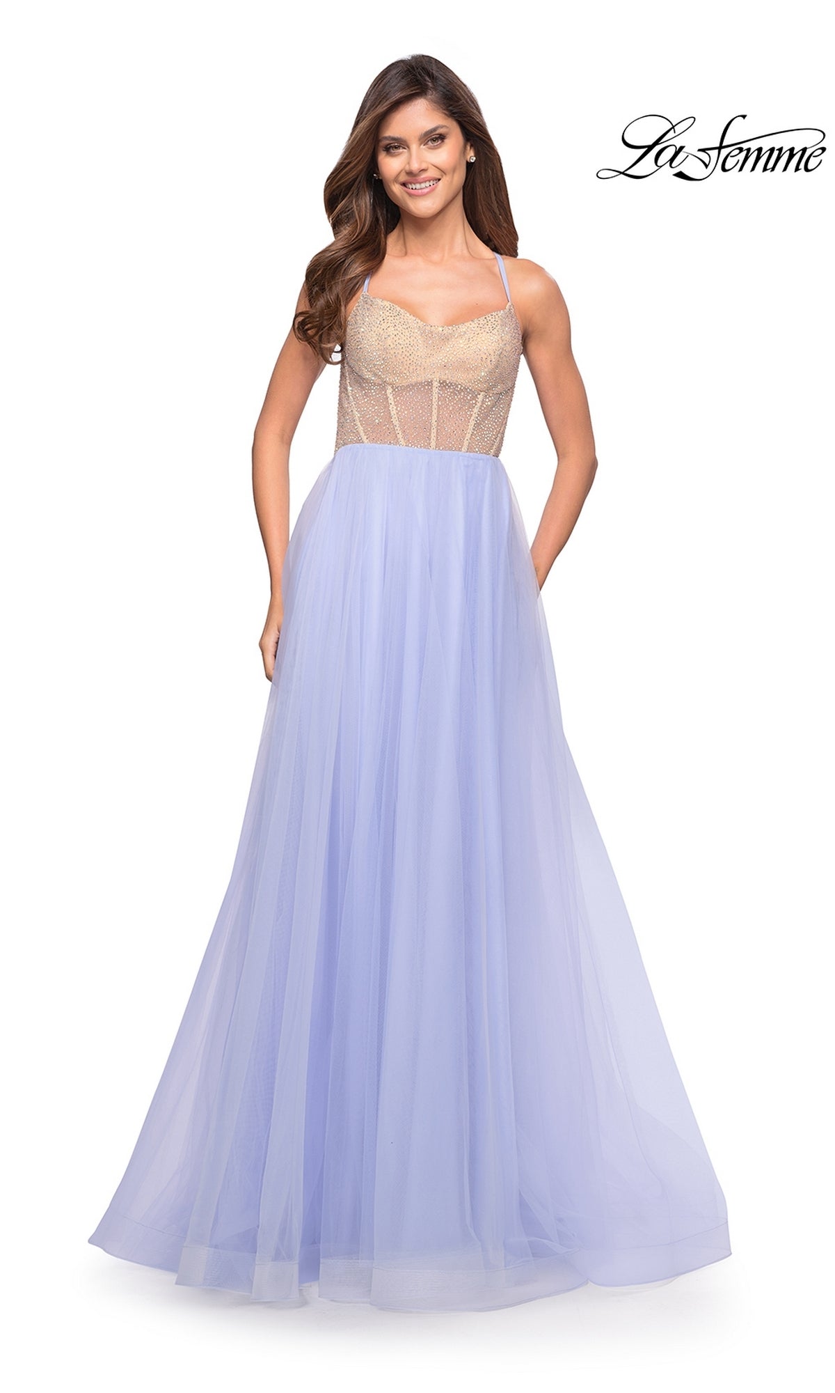 Pastel Tulle Fluffy Long Ball Gown by La Femme