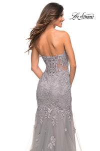 Sheer-Back La Femme Strapless Mermaid Prom Dress