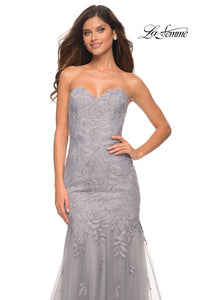 Sheer-Back La Femme Strapless Mermaid Prom Dress