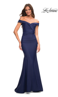 La Femme Off-the-Shoulder Long Formal Prom Gown