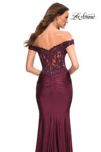 Lace-Bodice La Femme Off-the-Shoulder Prom Dress