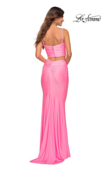 La Femme Two-Piece Long Pink Prom Dress