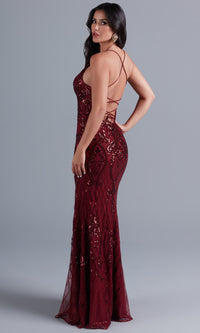 Backless PromGirl Long Prom Dress in Sequin Tulle