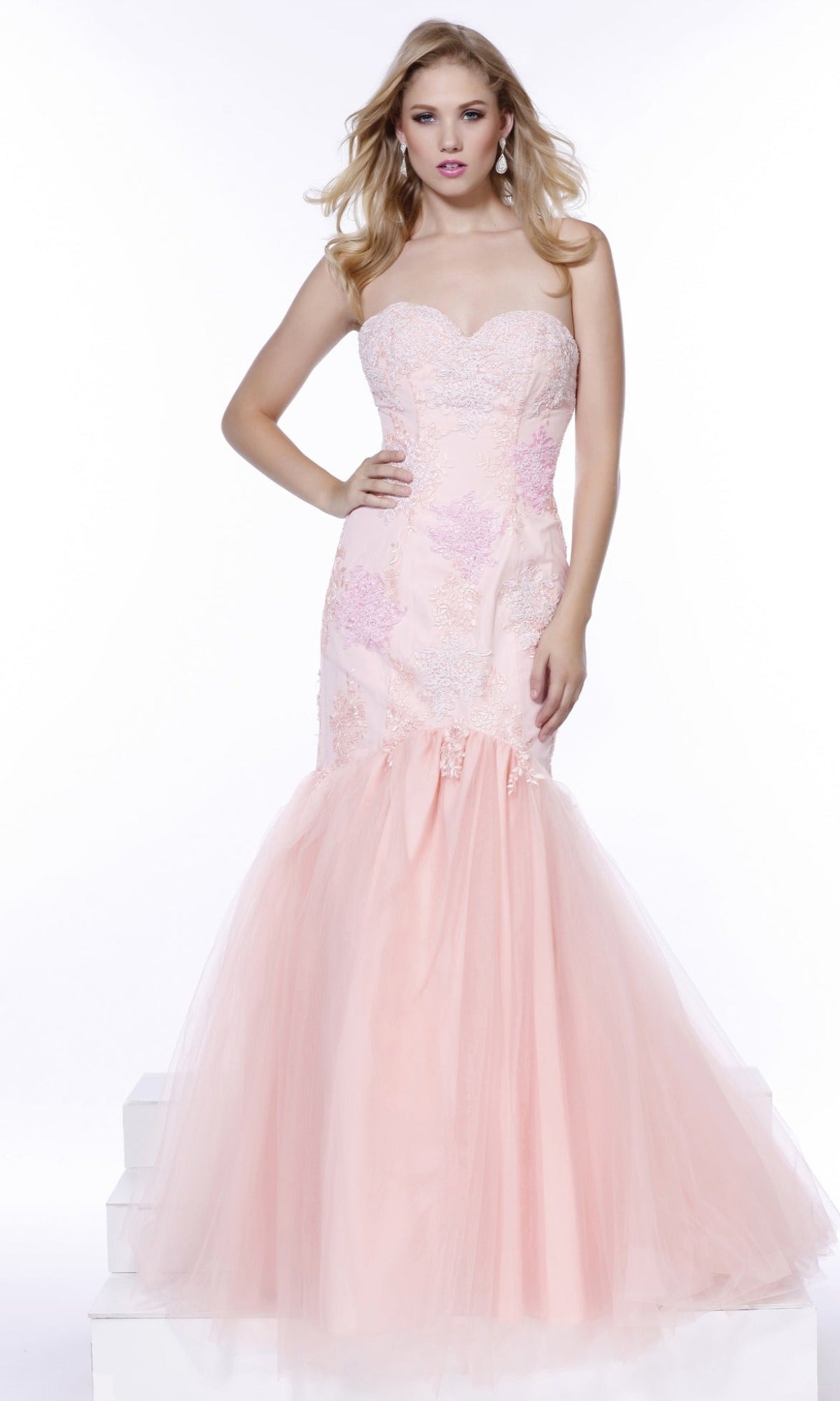 Affordable Long Pink Strapless Mermaid Prom Dress
