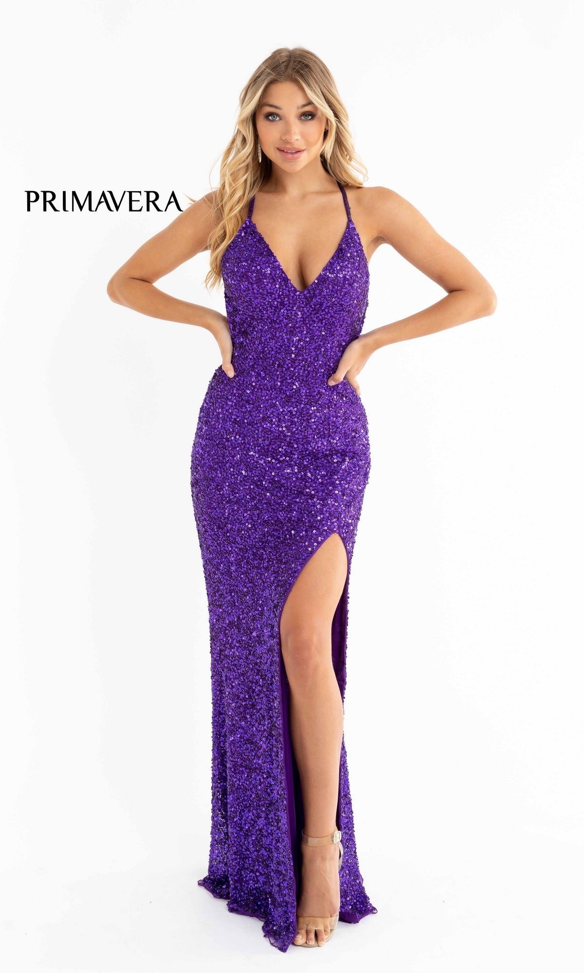 Tight Backless Long Sequin Prom Dress 3291D - PromGirl Purple / 14 Tight Backless Long Sequin Prom Dress 3291D - PromGirl Purple / 14