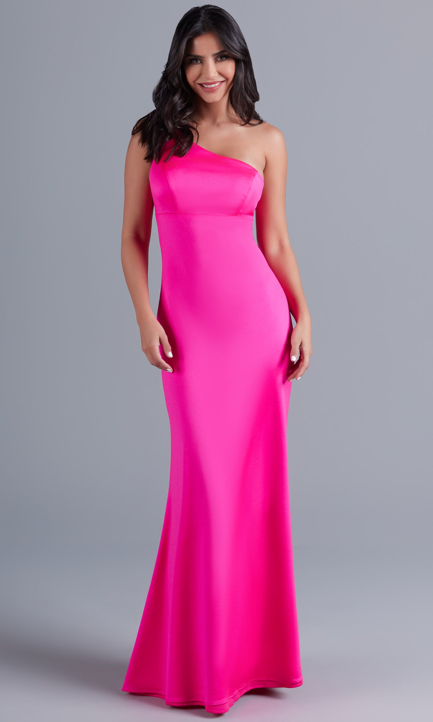 PromGirl Shimmer One-Shoulder Long Prom Dress