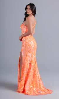 PromGirl One-Shoulder Neon Sequin Long Prom Dress