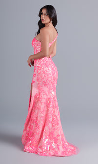 PromGirl One-Shoulder Neon Sequin Long Prom Dress