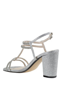 Sam Silver Block Heel Prom Shoes 4597
