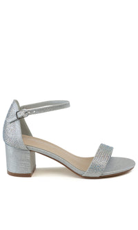 Astra Silver Low Block-Heel Prom Shoes 4601