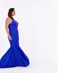 Faviana V-Neck Plus-Size Long Mermaid Prom Dress