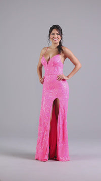 Corset-Back Long Sequin Prom Dress by PromGirl
