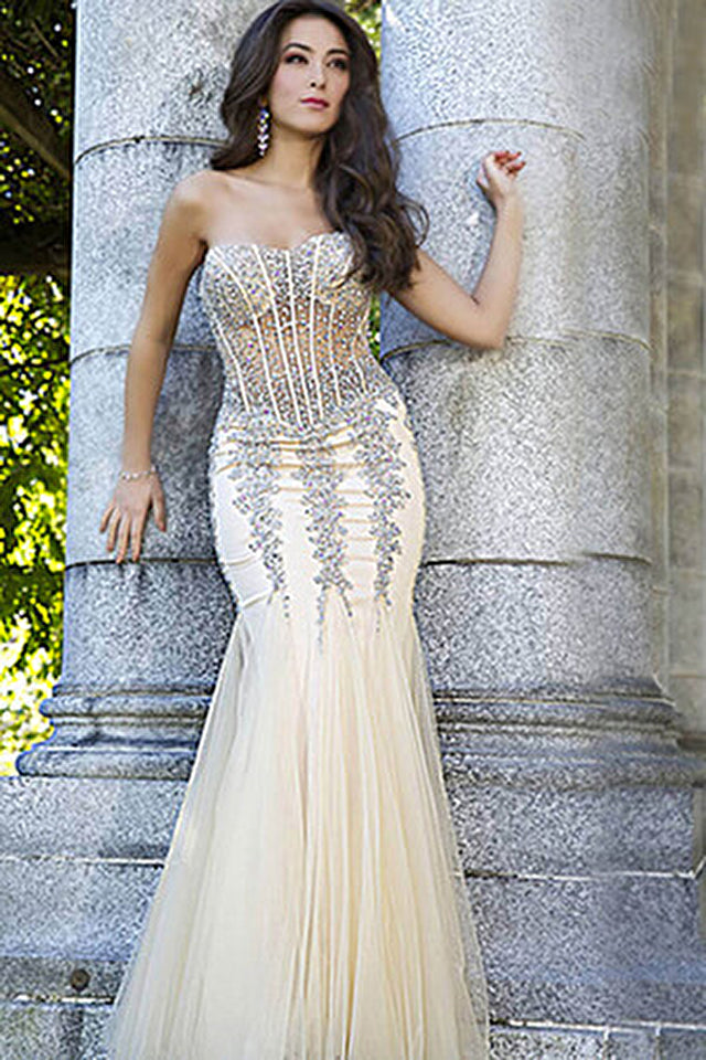 Long Strapless Sweetheart Jovani Prom Dress 5908