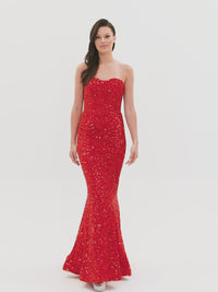 Faviana Strapless Sweetheart Long Sequin Prom Gown