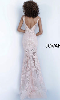 Jovani Plus-Size Sheer Prom Dress with Sequins