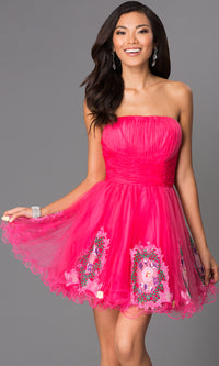Short Strapless Party Dress with Corset