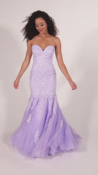 Colette Pastel Strapless Lace Mermaid Prom Dress