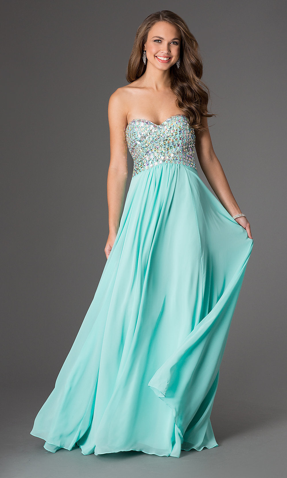 Mint Green Strapless Long Prom Dress PromGirl