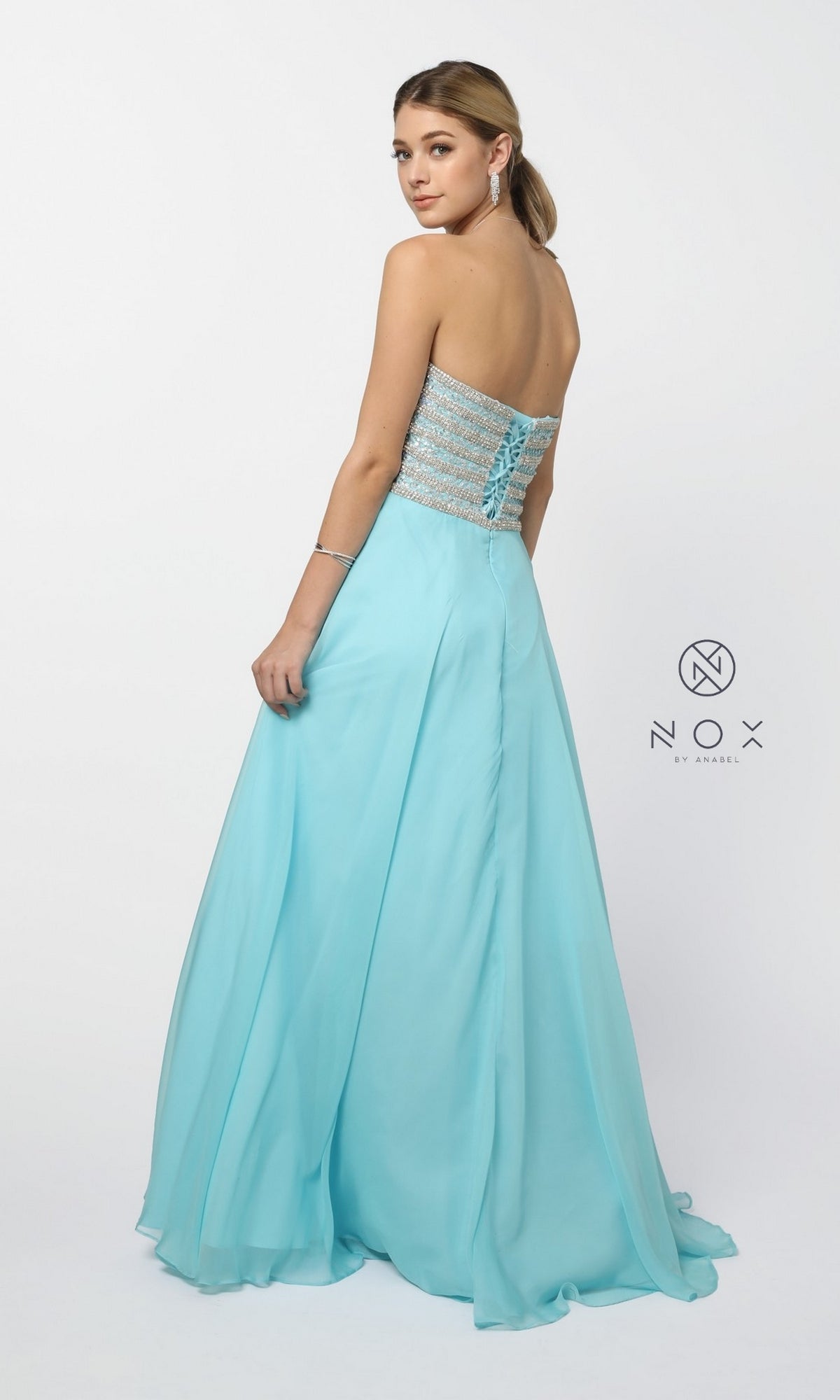 Long Prom Dress with Strapless Beaded Bodice