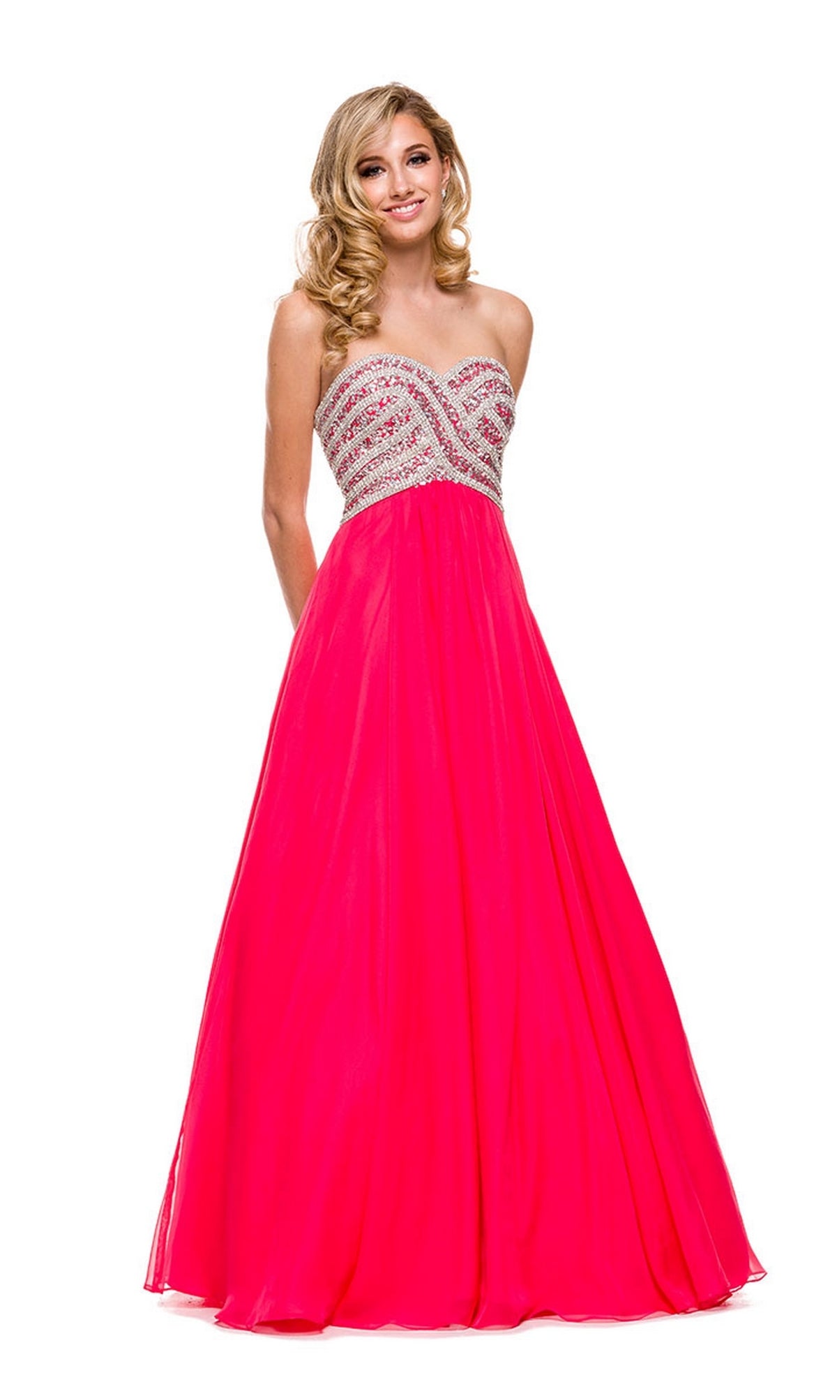 Long Prom Dress with Strapless Beaded Bodice