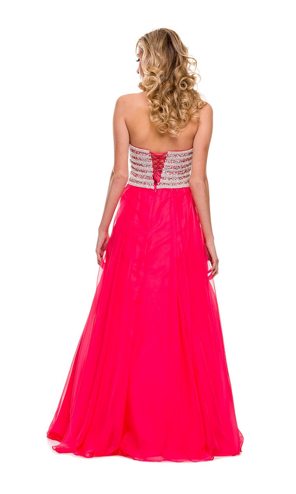 Long Prom Dress with Strapless Beaded Bodice