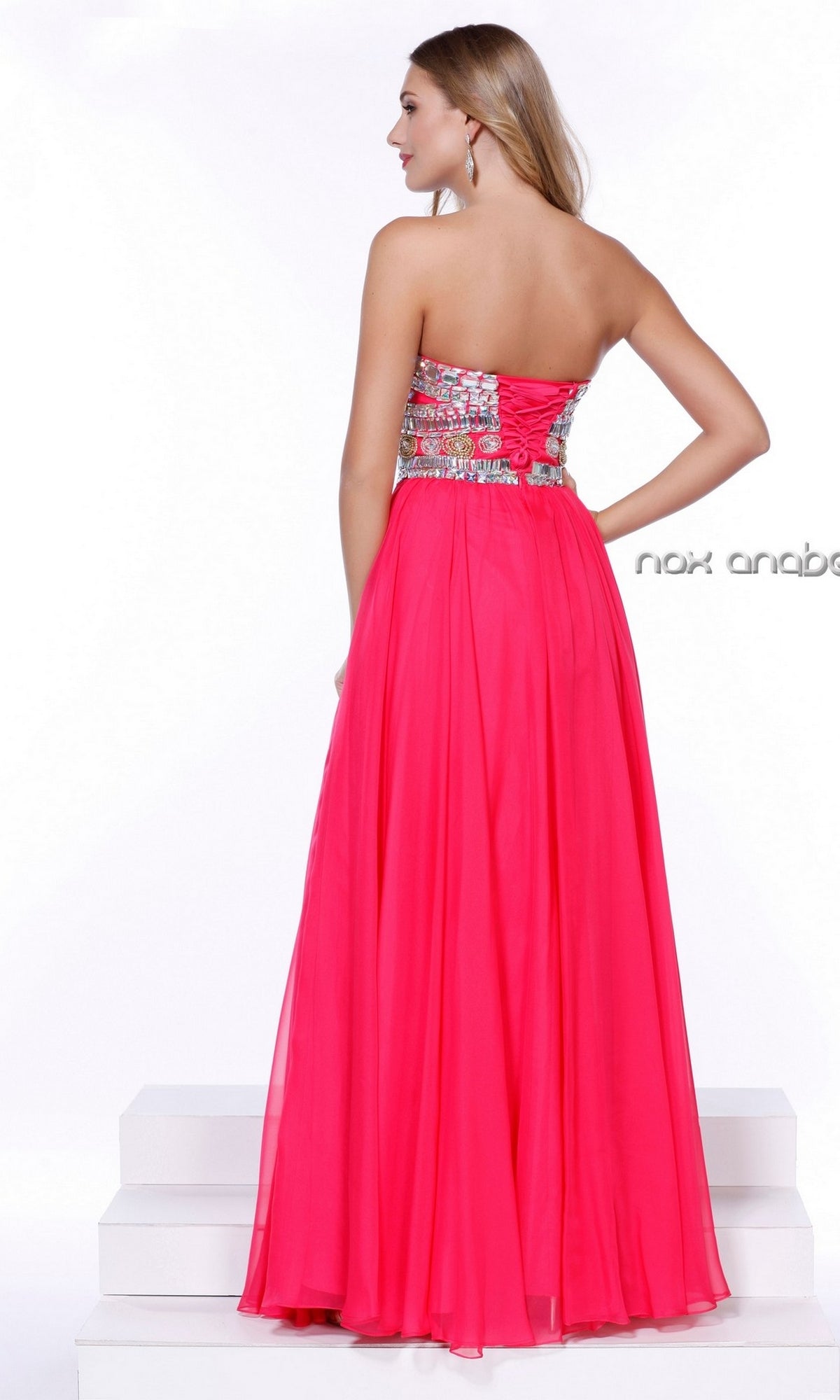 Corset-Back Strapless Sweetheart Long Prom Dress