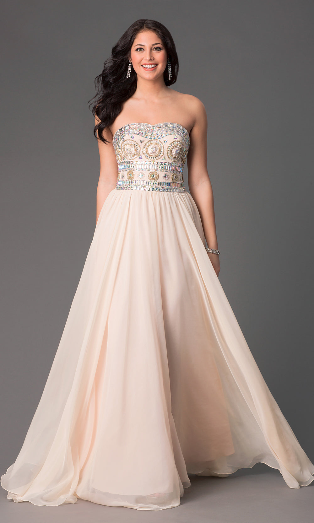 Corset-Back Strapless Sweetheart Long Prom Dress
